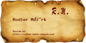 Rodler Márk névjegykártya